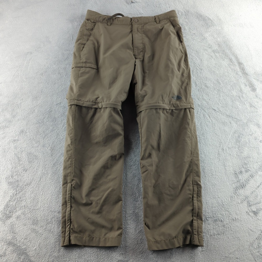 The North Face Pants Mens 34 Khaki Brown Convertible Zip Leg Hiking Cargo Nylon